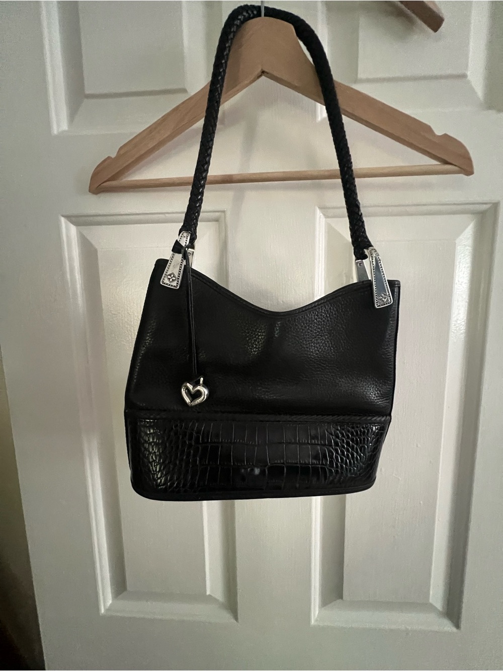 Brighton Black Shoulder Bag with Heart Charm